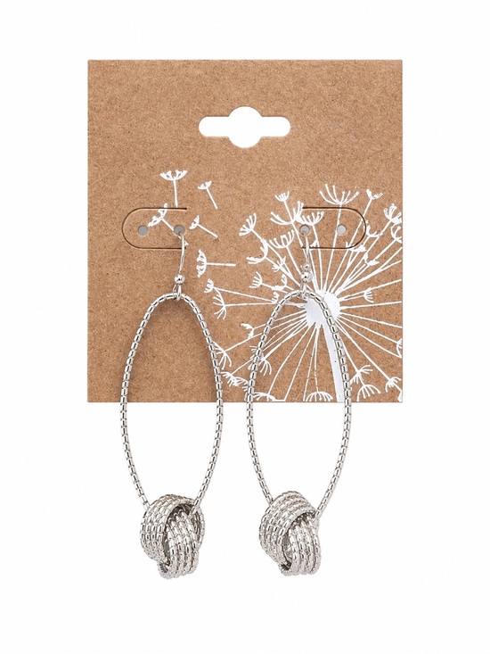Jewelry - Silver Tone Oval Knot Drop Earrings Textured Statement Dangle Earrings NWT